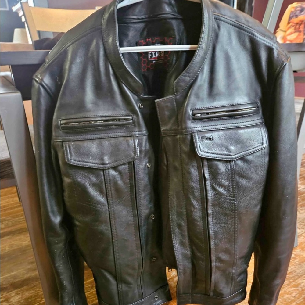 Black Leather Jacket First MFG Raider - Picture 2 of 2